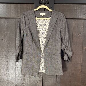 Skies Are Blue Gray Blazer with Floral Lining